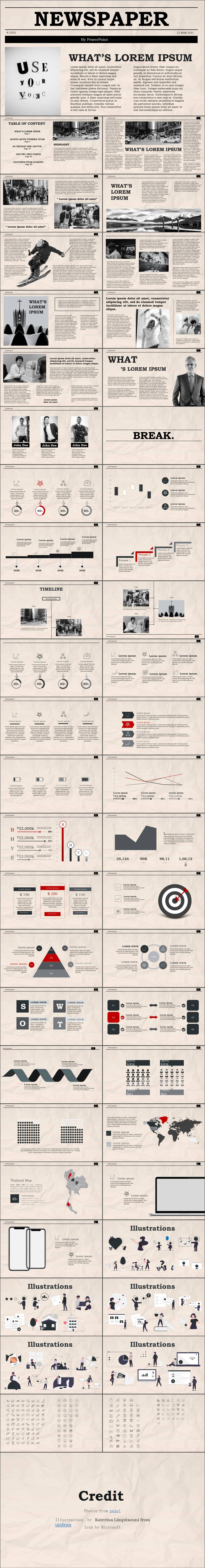 期刊报纸排版风格的英文PPT模板-会员免费下载-PPTer吧
