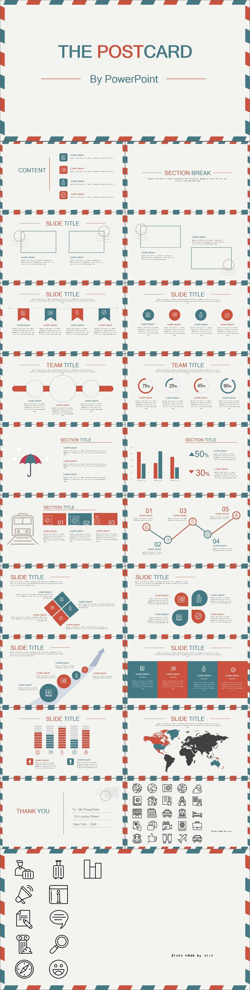 明信片设计风格的免费powerpoint-免费下载-PPTer吧