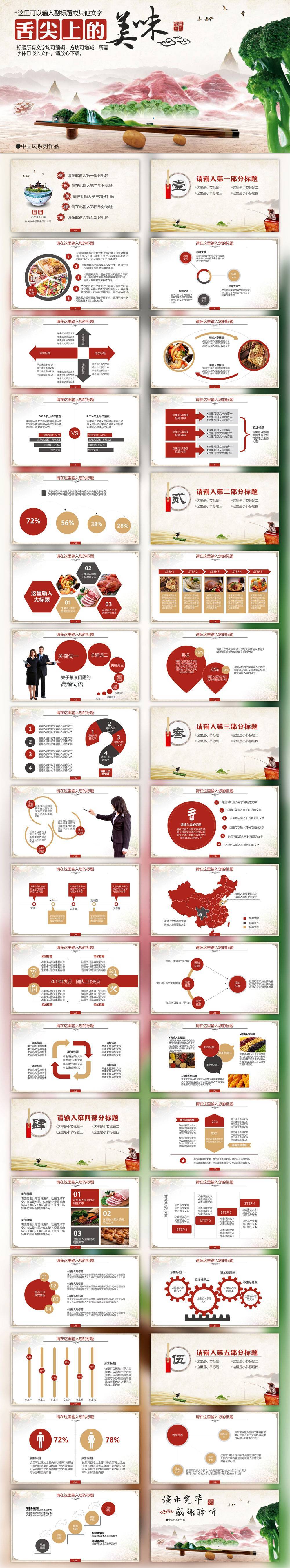 舌尖上的美味中国传统美食PPT模板预览图
