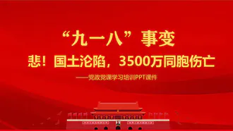 党政风九一八事变勿忘国耻PPT模板