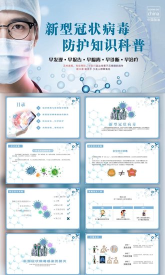 新冠病毒防护知识科普PPT课件模板