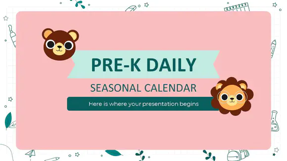 pre-k每日季节日历演示PPT模板