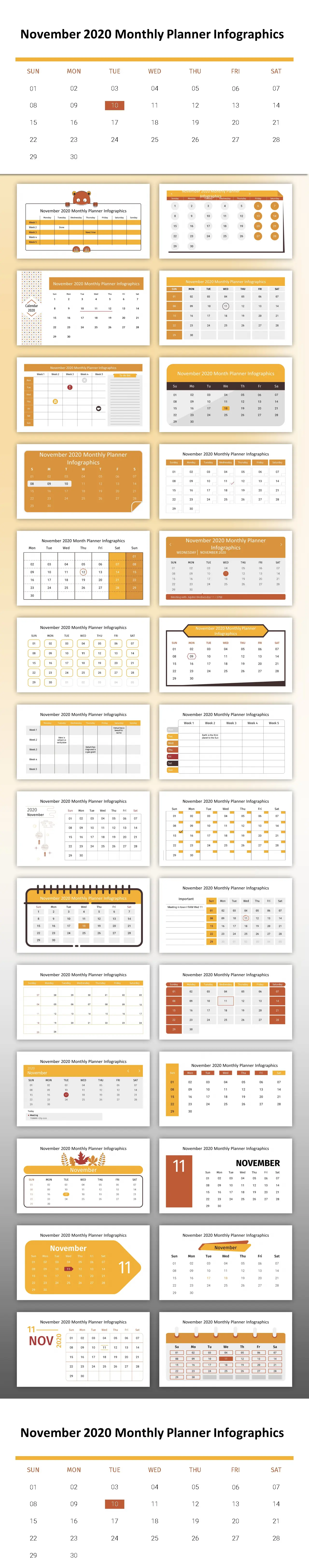 2020年11月每月规划器信息图形模板