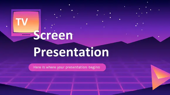 紫色屏幕影视免费PPT模板