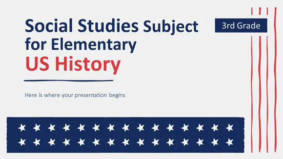 小学三年级社会研究科目：美国历史介绍PPT模板