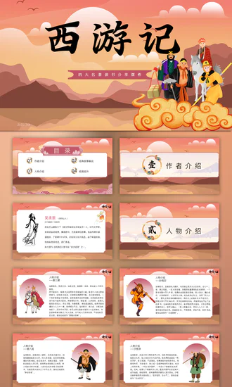 西游记读书分享课件PPT模板