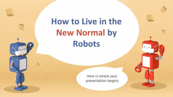 机器人演示如何生活在新常态中PPT模板