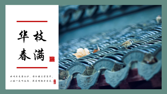 华枝春满静怡中国风PPT模板