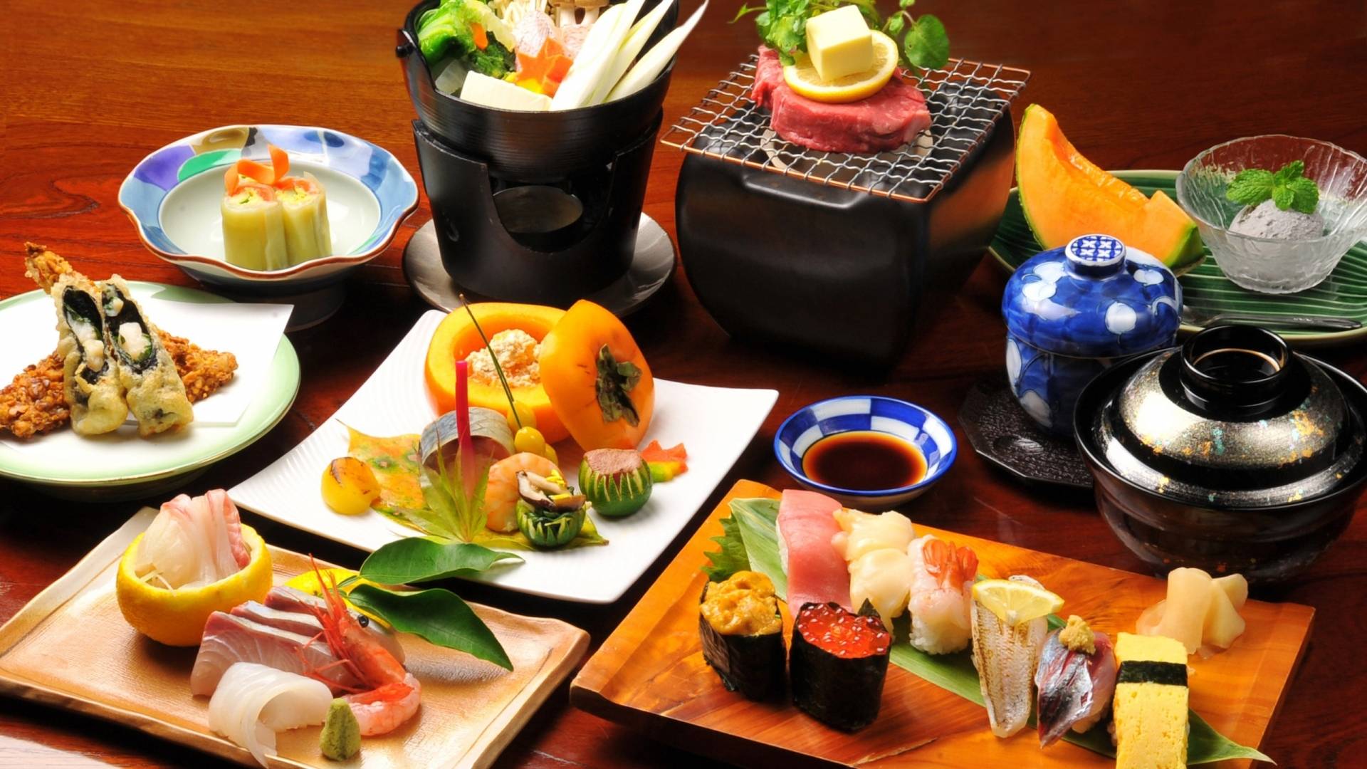 鲑鱼寿司日本料理PPT背景图