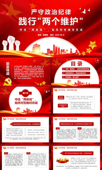 党政严守政治纪律践行两个维护PPT课件