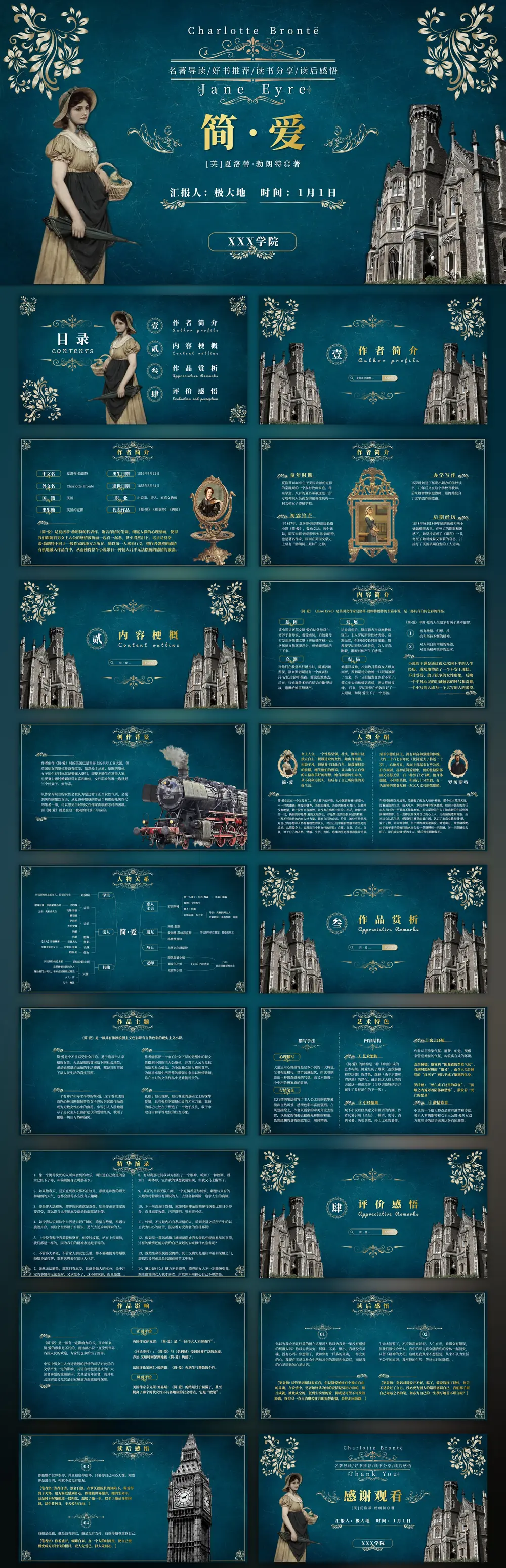 《简爱》读后感悟PPT模板预览图