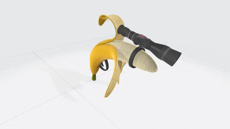 带瞄准镜的香蕉PPT3D模型