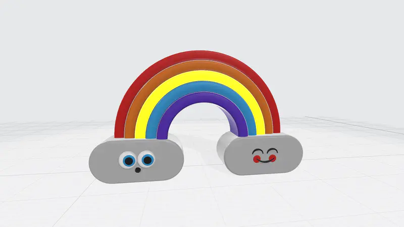 彩虹云朵PPT3D模型