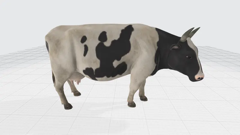 3D立体奶牛glb3D模型