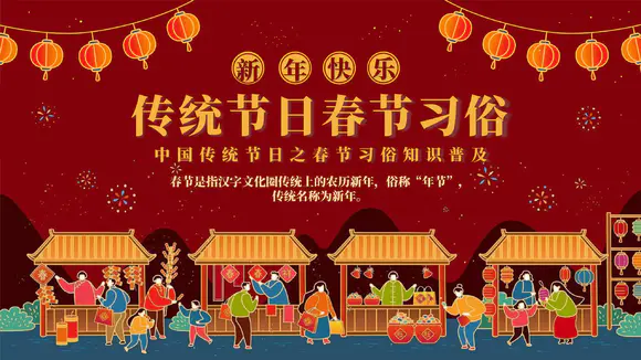 中国农历春节介绍知识普及PPT模板