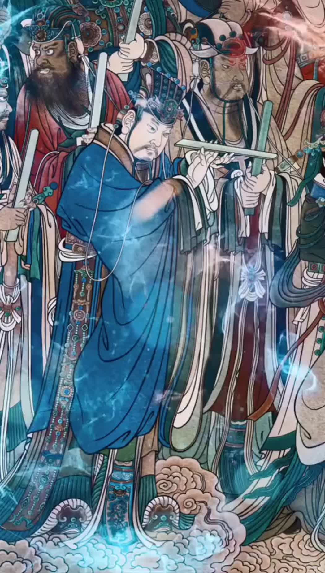 满壁风动神仙上朝动态背景