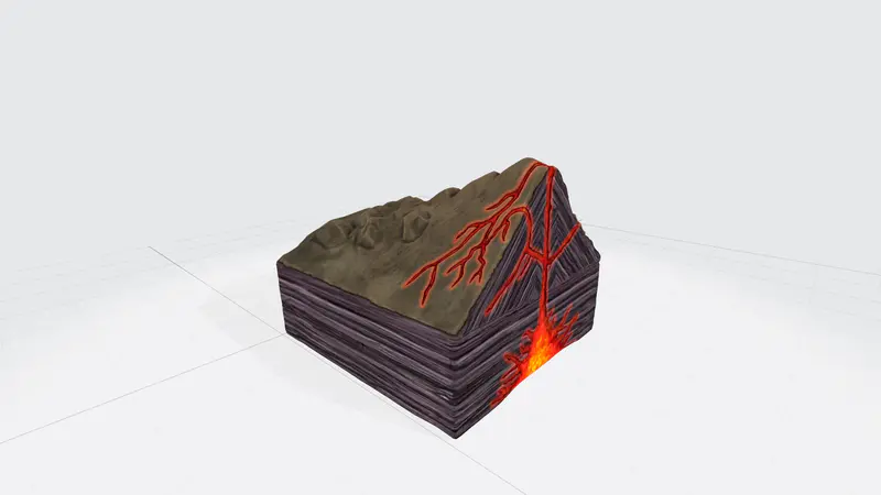 火山喷发PPT3D模型