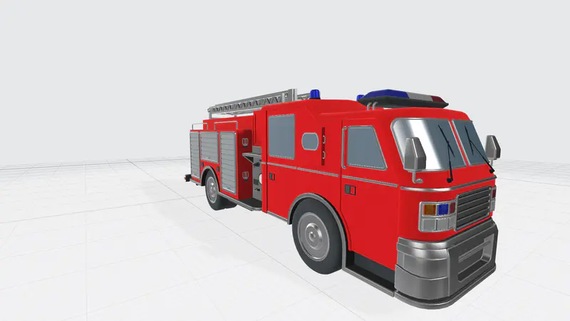 卡通红色消防车PPT3D模型