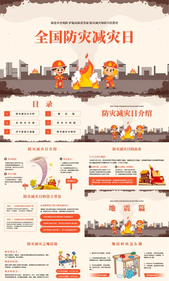 全国防灾减灾日安全教育常识教学PPT模板