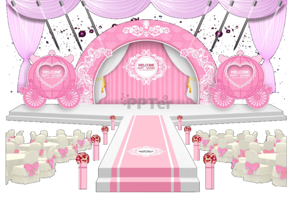 粉色卡通婚礼殿堂png图片