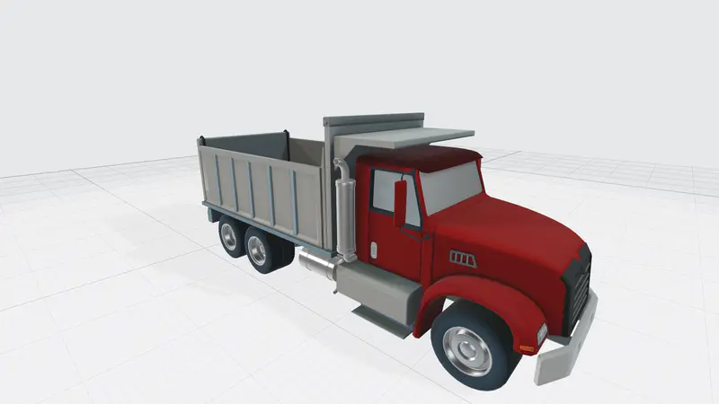 PPT3D模型红色卡通大卡车GLB