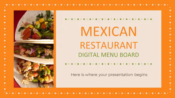 墨西哥餐厅数字菜单板演示PPT模板