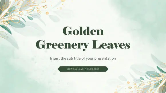 金色绿叶演示模板-PowerPoint