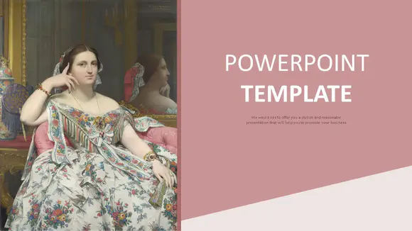 Jean-Auguste Dominique Ingres“Moitessier夫人肖像”-免费模板设计PPT模板