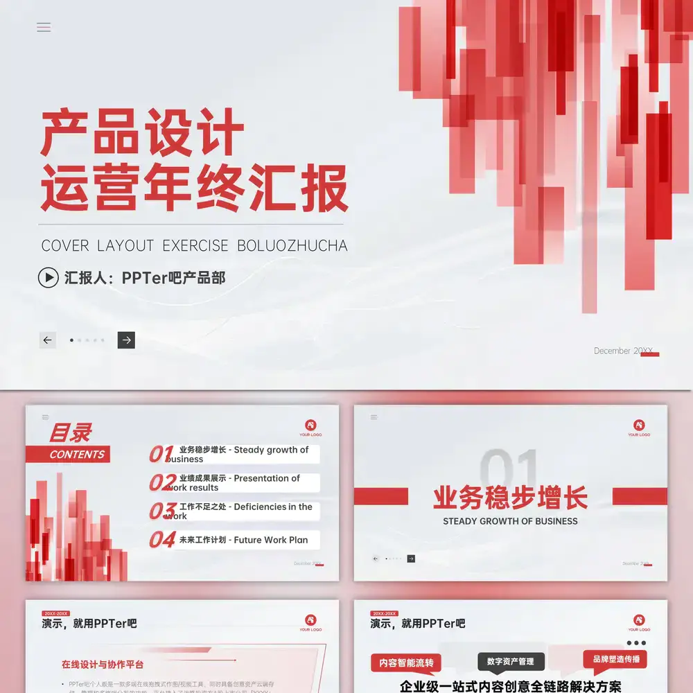 产品设计运营年终汇报ppt模板