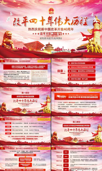 庆祝新中国改革开放四十周年PPT党课课件