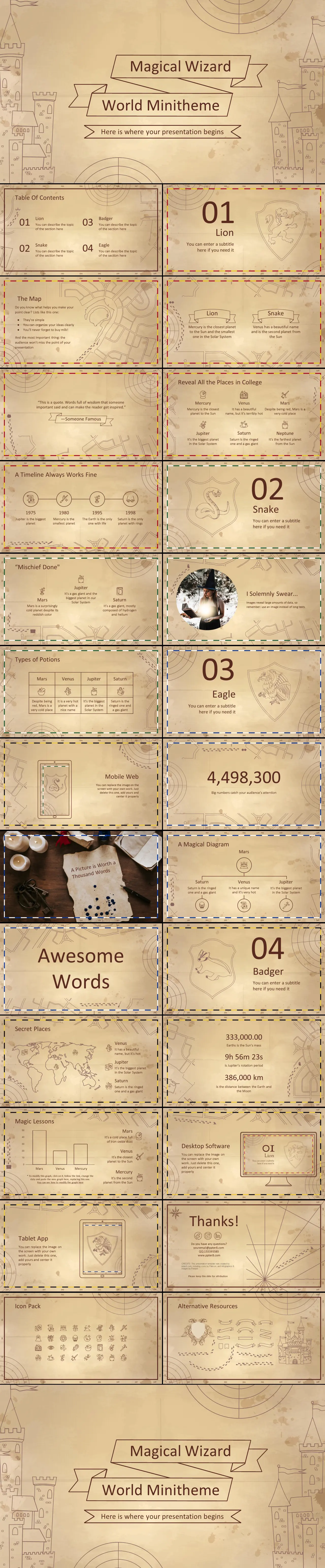 魔术师世界小主题演示PPT模板-会员免费下载-PPTer吧