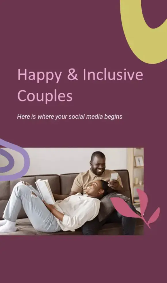 社交媒体的快乐包容夫妻手机竖版PPT模板