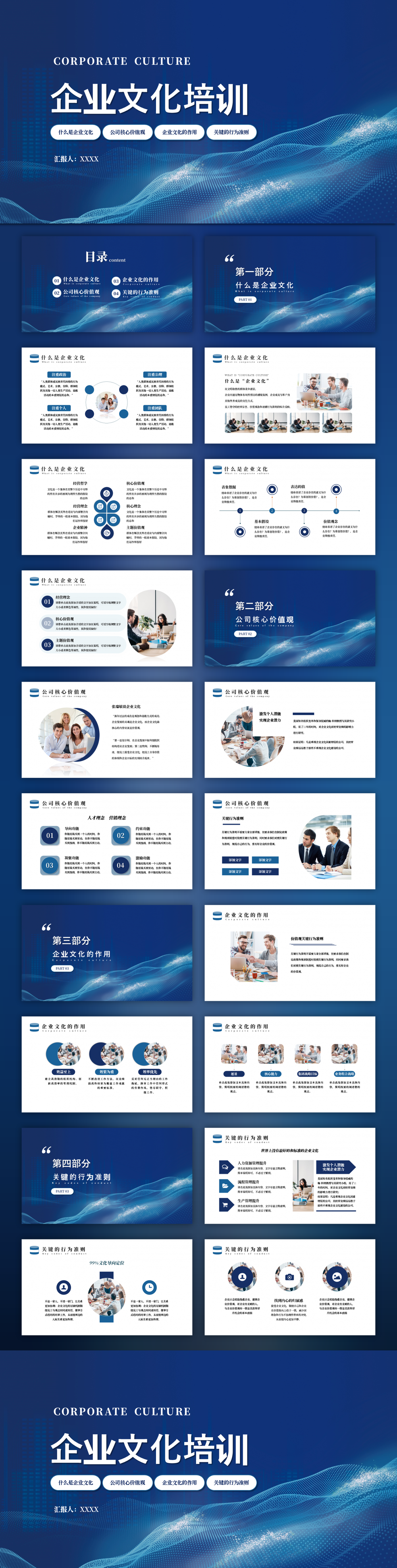 蓝色企业文化培训PPT模板预览图