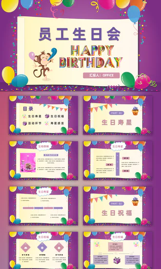 公司员工生日会PPT模板