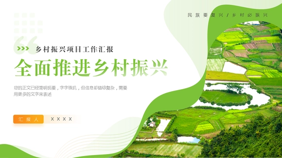 全面推进乡村振兴，田间经济PPT模板