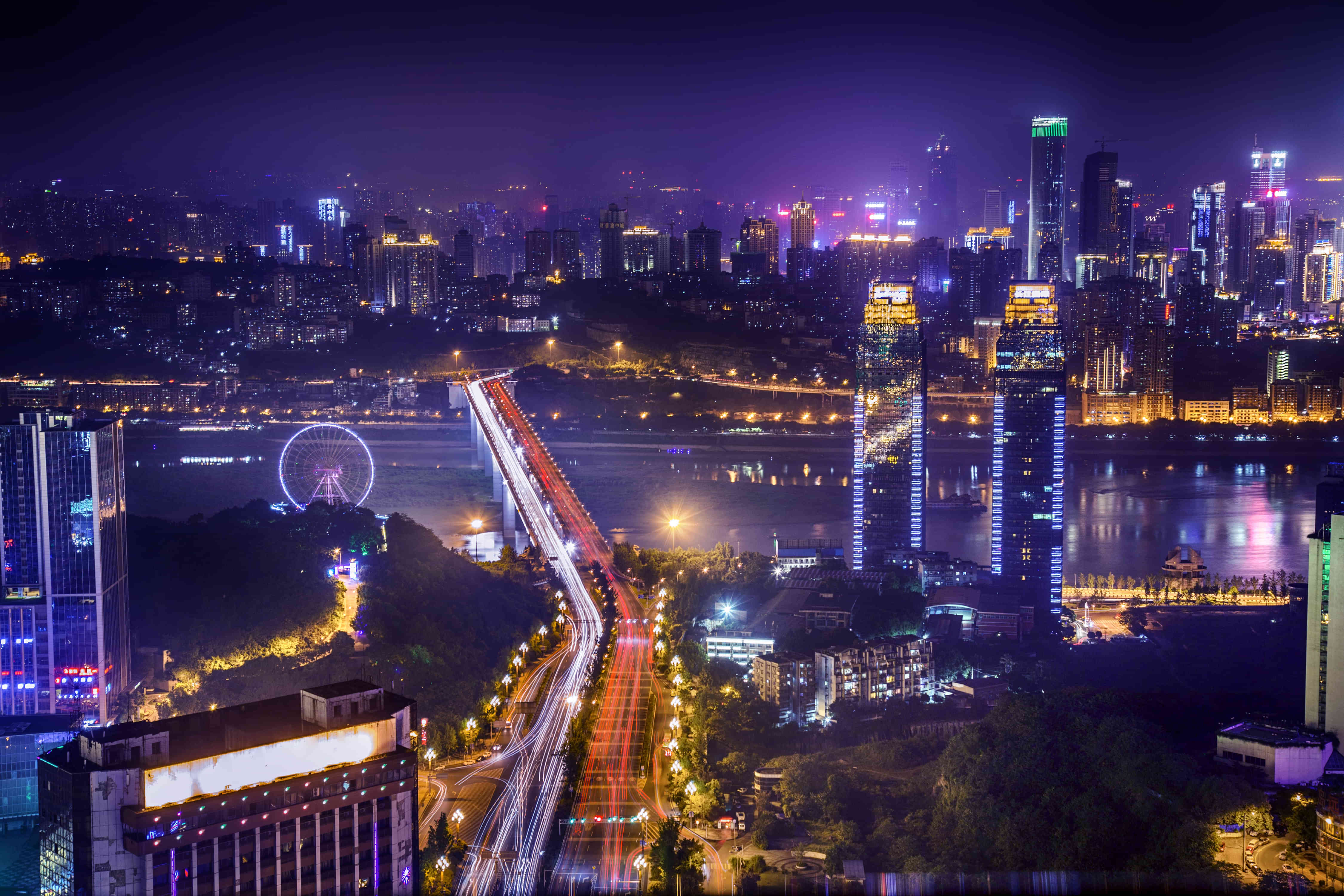 夜景建筑摩天大楼ppt背景图