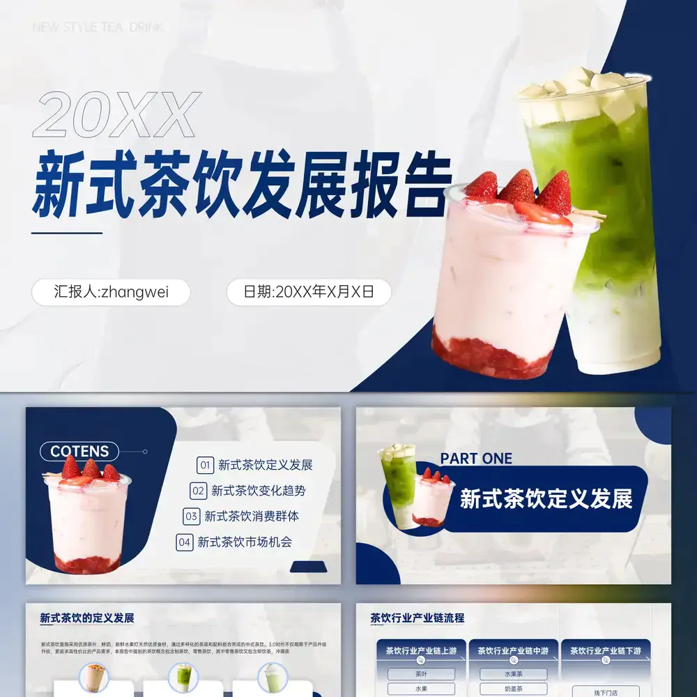 奶茶店新式茶饮发展报告ppt模板