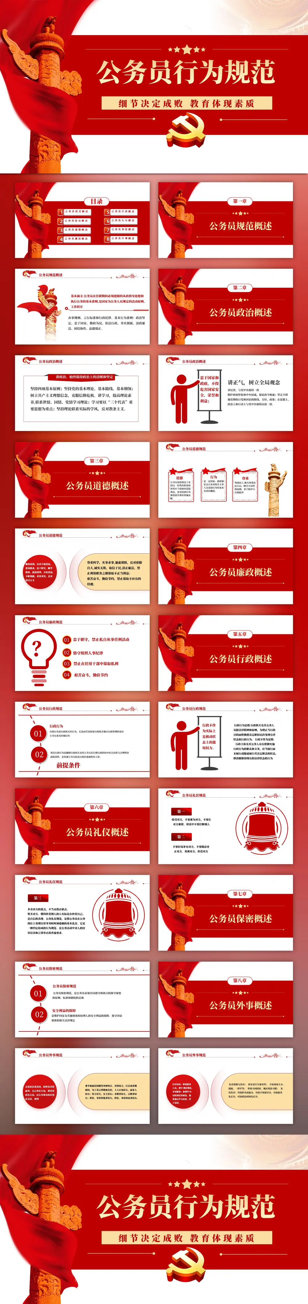 公务员行为规范PPT党课课件模板预览图