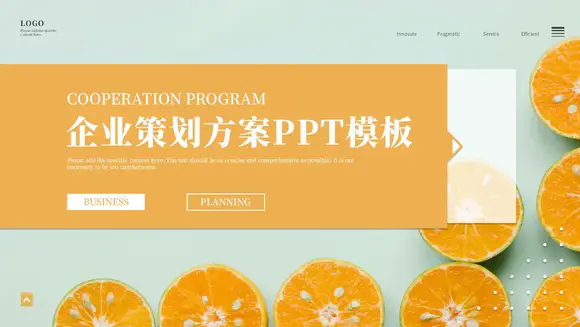 企业策划方案清新大气橙子PPT模板
