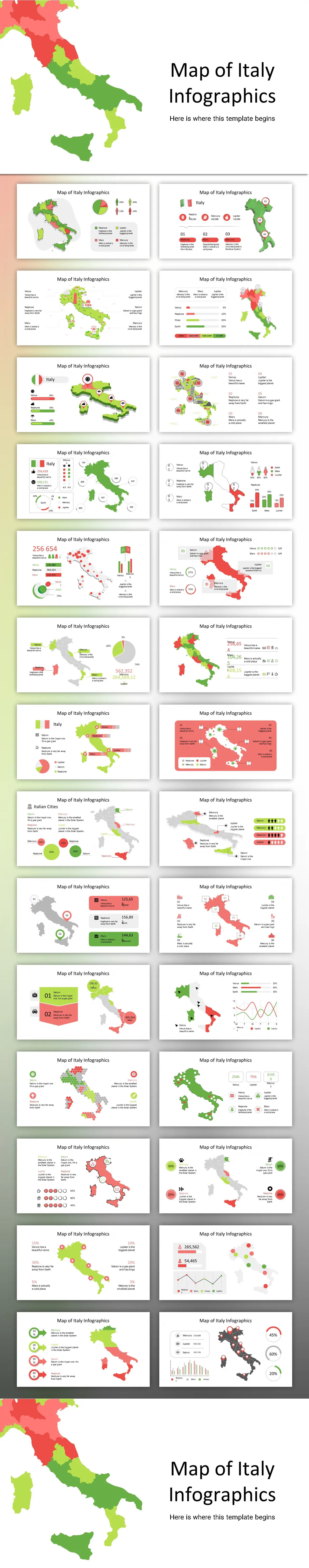 意大利地图PPT图表