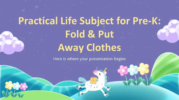 pre-k实用生活主题：折叠和收起衣服演示PPT模板