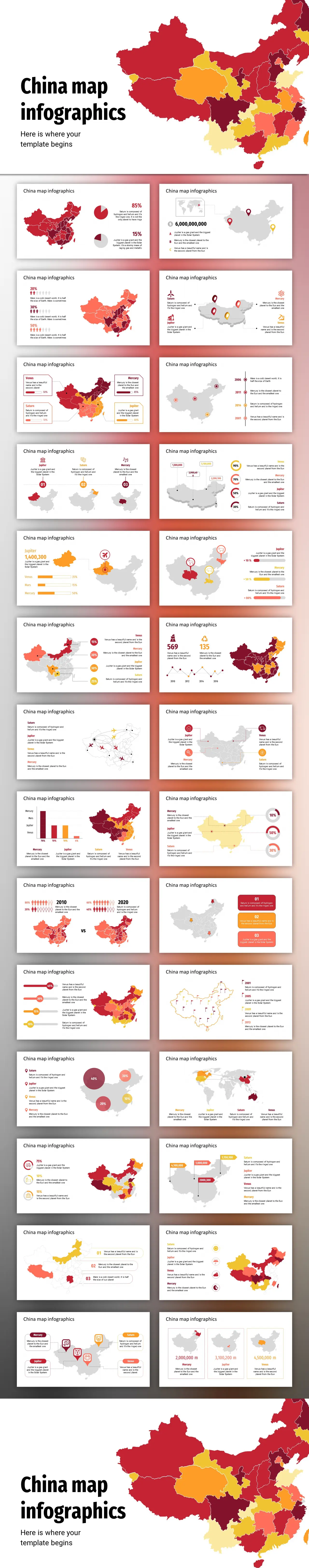 中国地图PPT图表