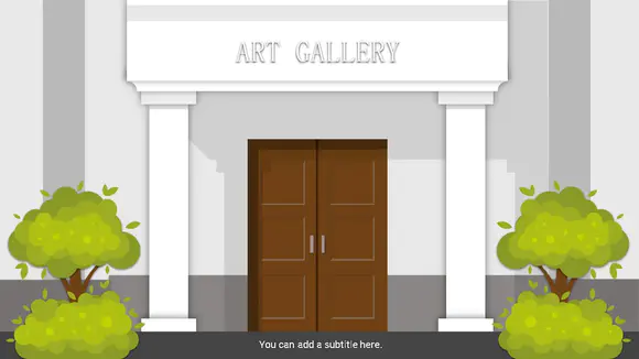 虚拟艺术画廊，互动PPT模板