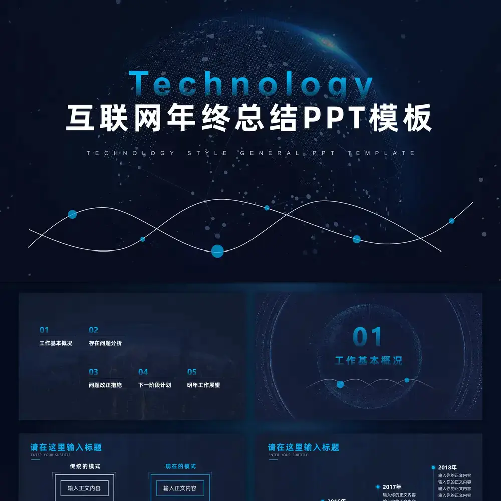 高端科技风全球化互联网年终总结PPT模板