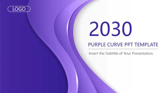 紫色曲线背景powerpoint模板