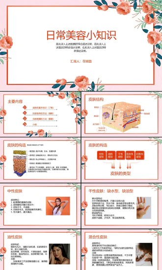 日常美容小知识总结PPT模板