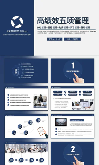 高绩效管理五项管理PPT模板