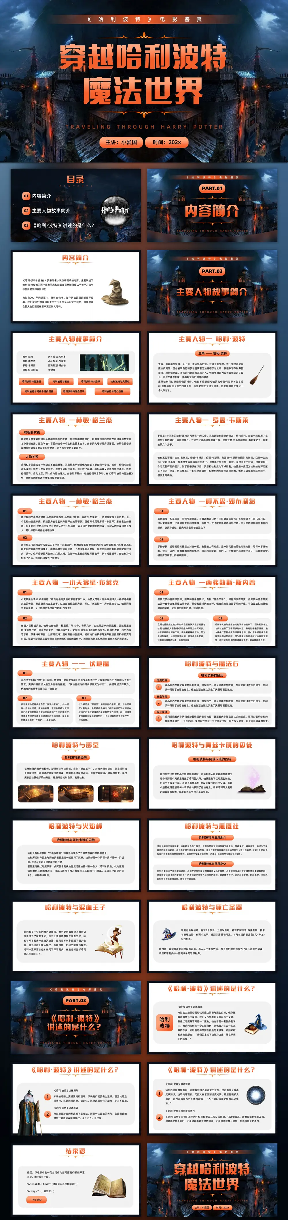 穿越哈利波特魔法世界PPT模板-会员免费下载-PPTer吧