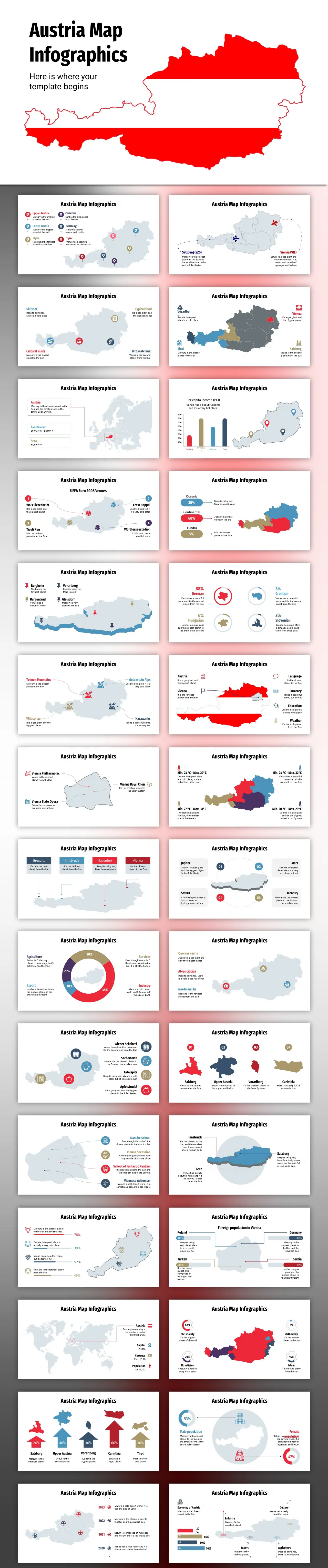 奥地利地图PPT图表