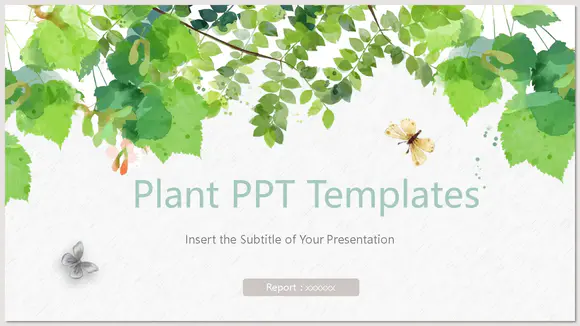 新鲜植物叶片powerpoint模板